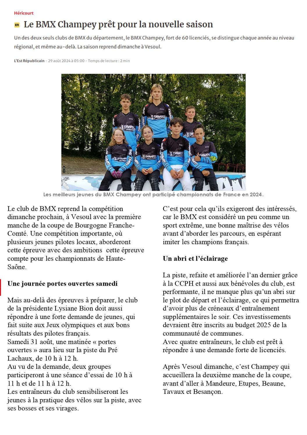 BMX Champey nouvelle saison Vesoul