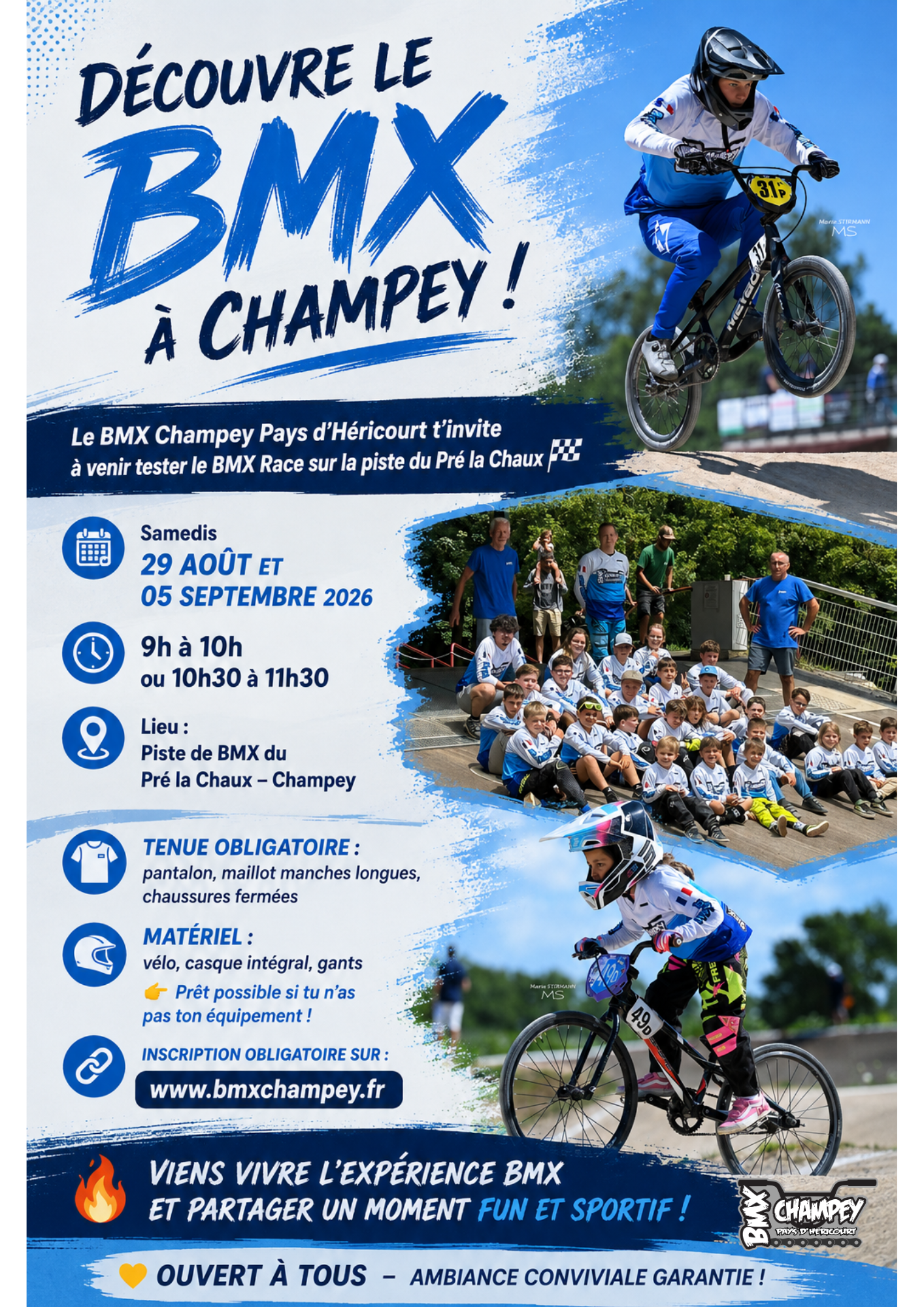 Séances d'essai BMX Champey 2026